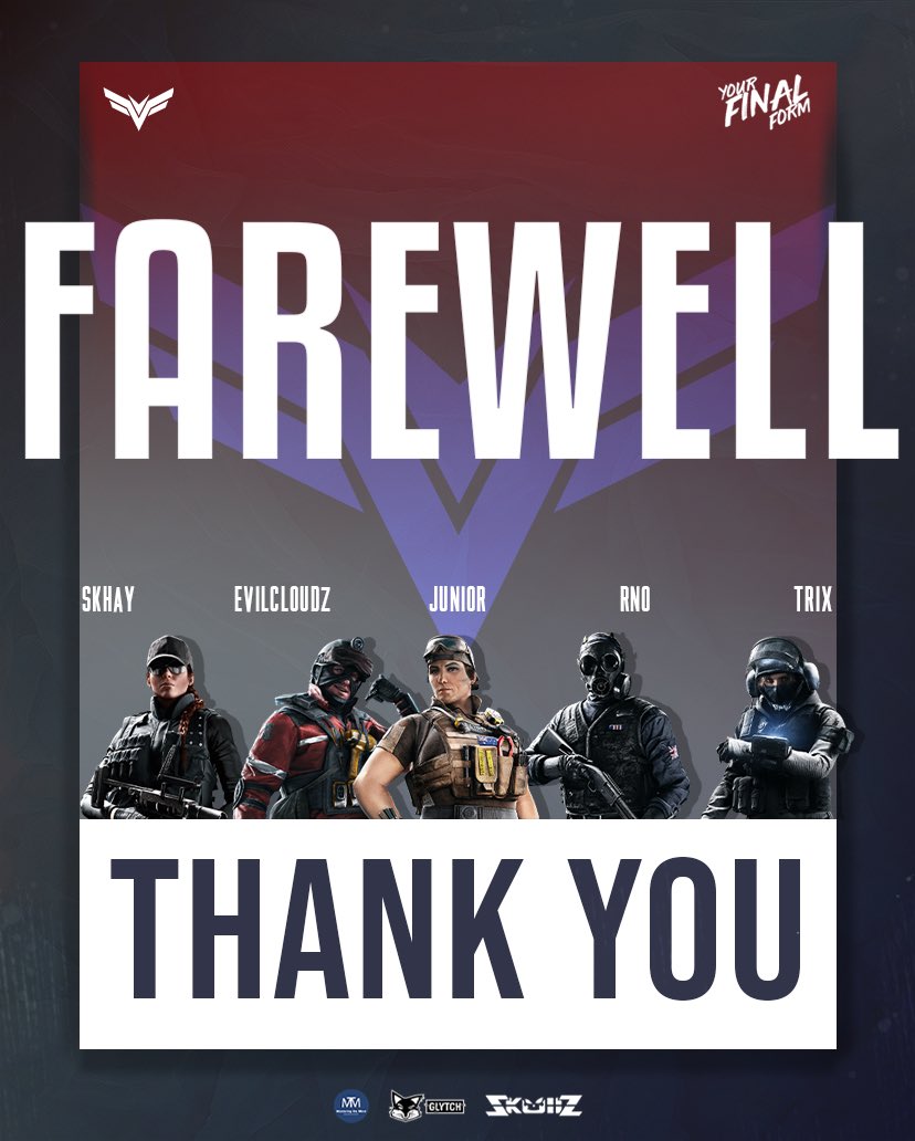FinalFormEnt's tweet photo. Though the changes happened awhile ago, today we would like to extend a thank you to our R6 roster for their representation of our brand!
The team has decided to take different directions in life and we wish everyone the best💙🖤
#YourFinalForm | #FinalFormR6 https://t.co/lpBHReQG4t