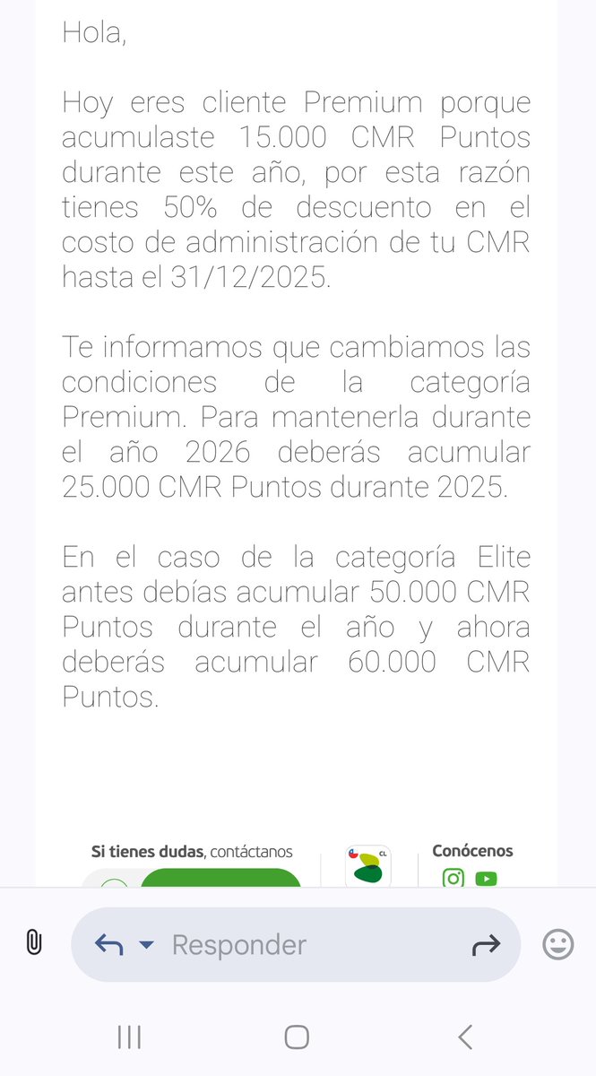 x_cortes's tweet photo. @TheFlamingEyes @SERNAC @cmfchile_ @Banco_Falabella Está extraño ese comunicado, dice que para mantener la categoría hay que acumular 25.000 puntos. Explíquese https://t.co/P3SAKryOH0