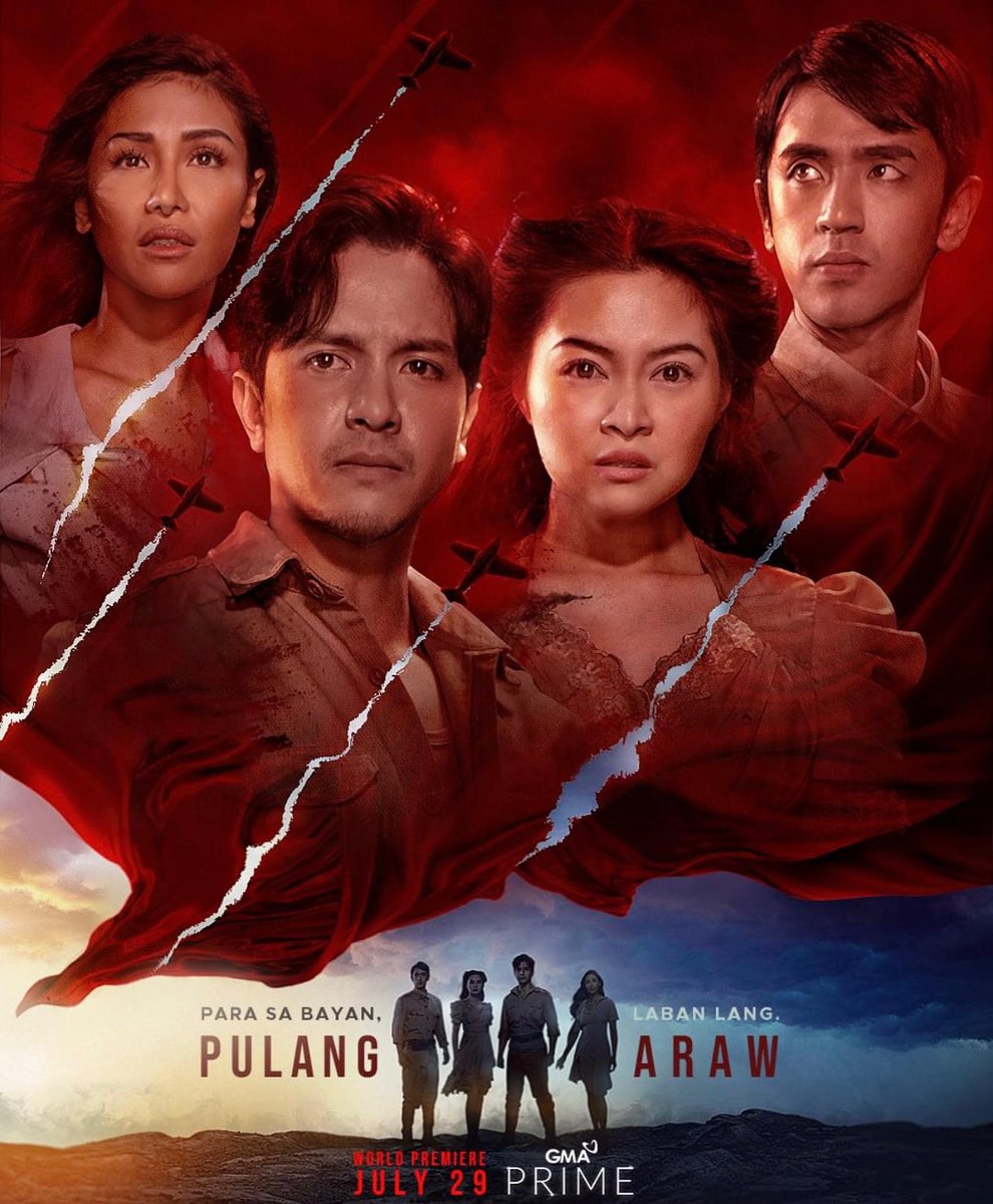 jerlosin's tweet photo. Napakaganda!  Masterpiece!  Congratulations team Pulang Araw!  👏🙂👏                                                  Napanood ko na sa Netflix pero papanoorin ko ulit sa World Premiere nito, sa Lunes, July 29 sa GMA Prime. https://t.co/4CynFFHokw