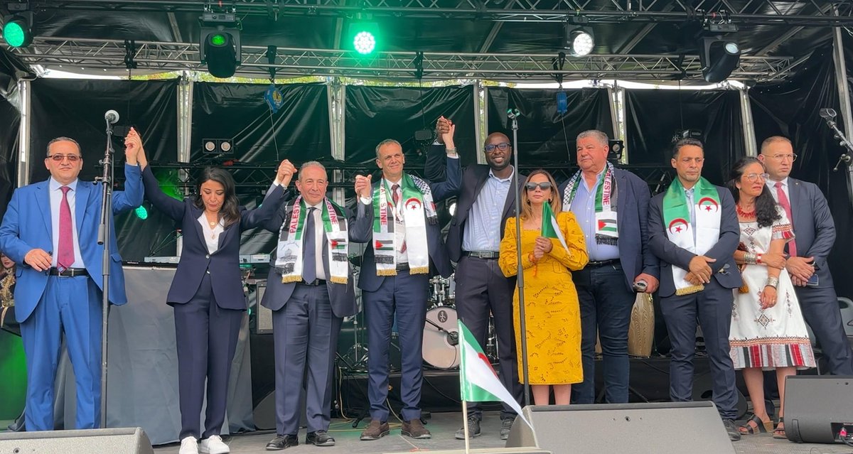 ambalgerieparis's tweet photo. #StationAfrique à l'#IleSaintDenis à l'occasion des #JeuxOlympiques @Paris2024: Participation du Ministre @Abder_Hammad à la #JournéeAlgérie, aux côtés de l'Ambassadeur Saïd Moussi, du Maire @GnabalyMohamed &amp; de l'Ambassadeur 🇵🇸 @HalaAbouHassira, invitée d'honneur de l'événement. https://t.co/ji7rzKBgQL