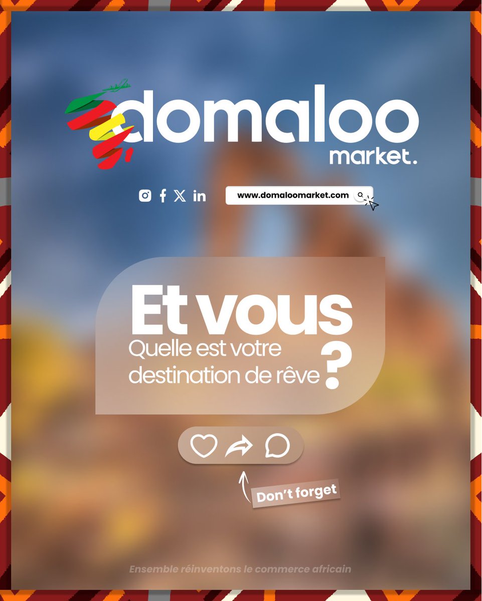 DomalooT's tweet photo. Restez connectés pour plus d'aventures et de découvertes à travers l'Afrique ! 📸

#ExploreAfrica #Explore #Nature #Africa #Domaloo #Domaloomarket #Africa #westafrica #Togo #marchetogolais #marché #artisanat #produits #art #beautifulplace #market #emarket #Lomé #madeinafrica https://t.co/48ZX7YGHMb