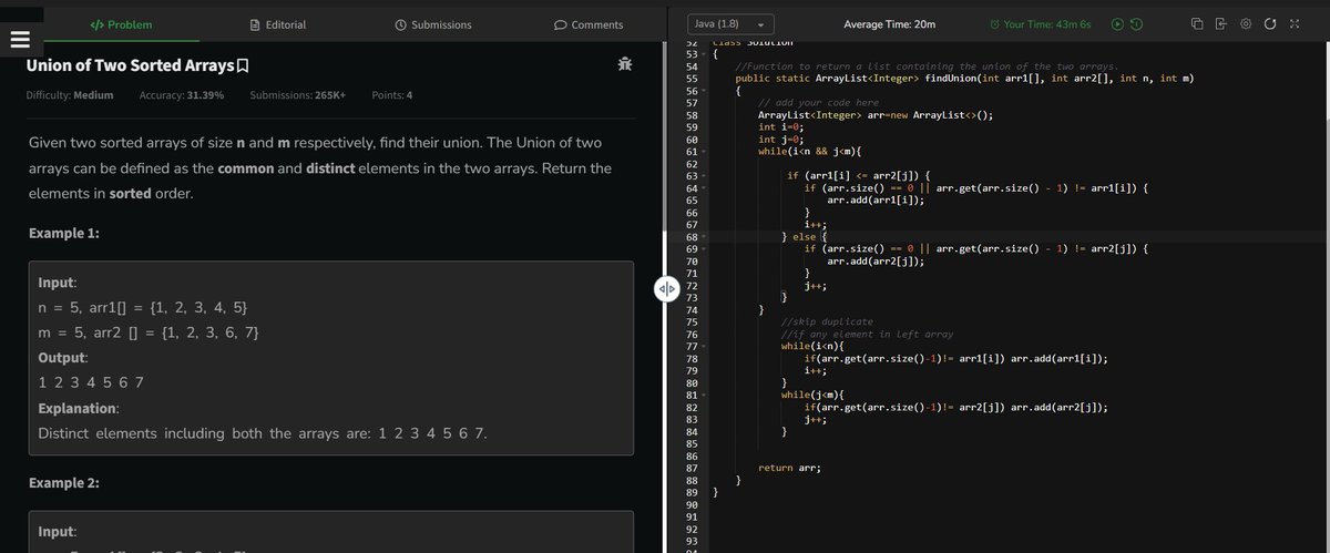 bh_fsdev's tweet image. 🌟Day 4 DSA Progress Update! 📷 Started with Striver's A2Z DSA Sheet Topic Cover
1. Move Zeroes
2. Union of Two Sorted Arrays
3.Sorted Array Search
💻code(github.com/bhola-kumar-03…)
#DataStructures #CodingInProgress