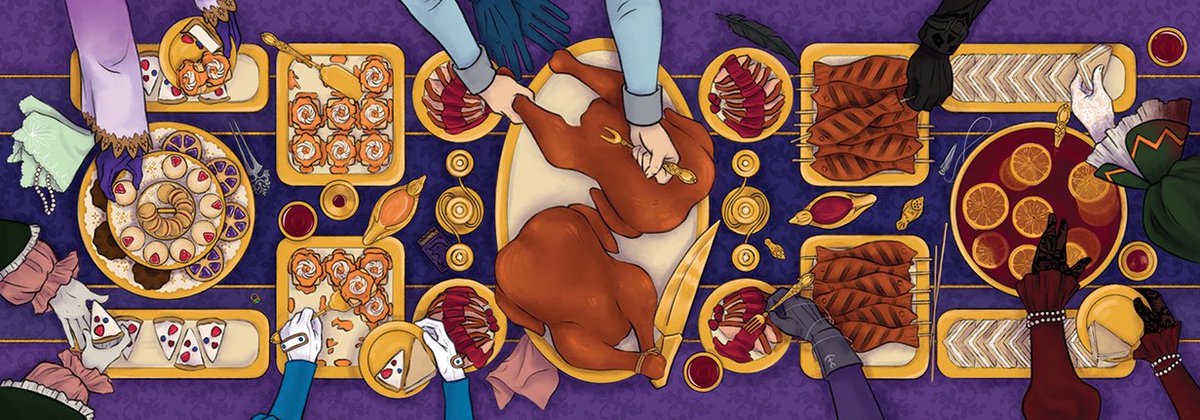 To celebrate 5 years of FE3H, here's my bookmark from <a href="/fe3hmasquerade/">Farce and Facades - Complete</a>! I had a blast designing this and adding in a bunch of little murder mystery details, along with some red herrings~

Can you tell who's hungry at the masquerade? 👁️

🔻 Leftovers open now till 8/18! 🔻