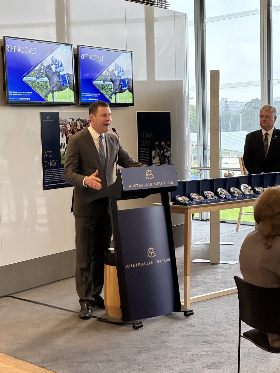 aus_turf_club's tweet image. ATC Chairman Peter McGauran kicks off proceedings for Industry Celebration Day @aus_turf_club along with MC @Haynsie75