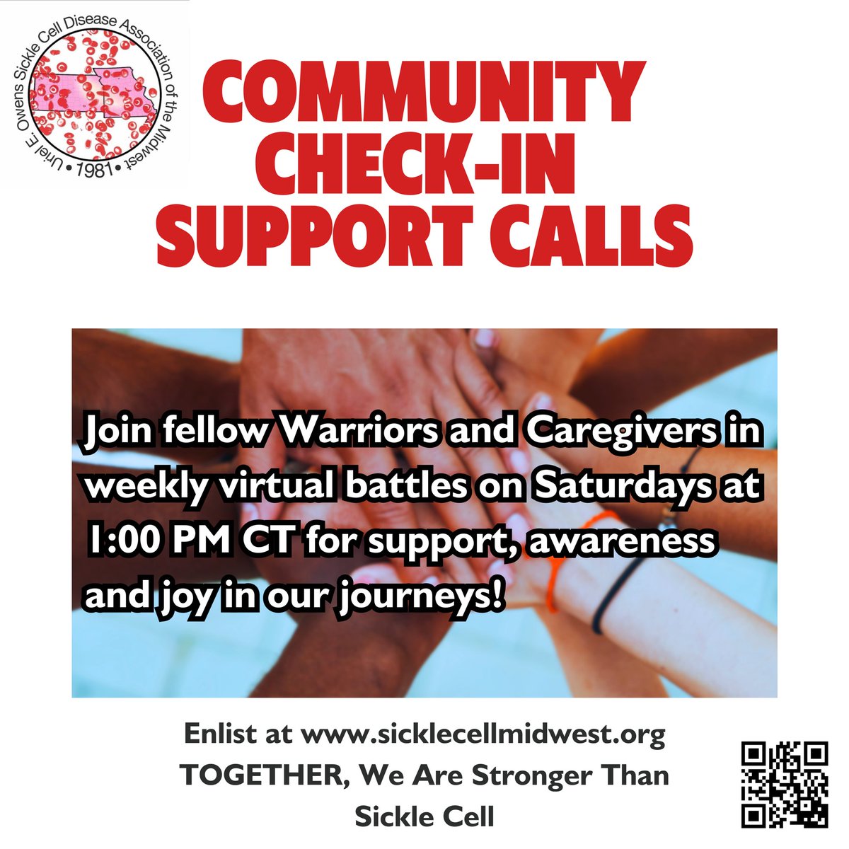 UEOSickleCell's tweet photo. What's been your biggest struggle &amp; your happy place this week? Join our Community Check-in #SupportCall SATURDAY @ 1 PM CT to talk about the emotional🎢 of #sicklecell. Share your experiences, find support &amp; uplift each other. Register: https://t.co/xZz60s4tFw #SickleCellMidwest https://t.co/V5EWdUGz98