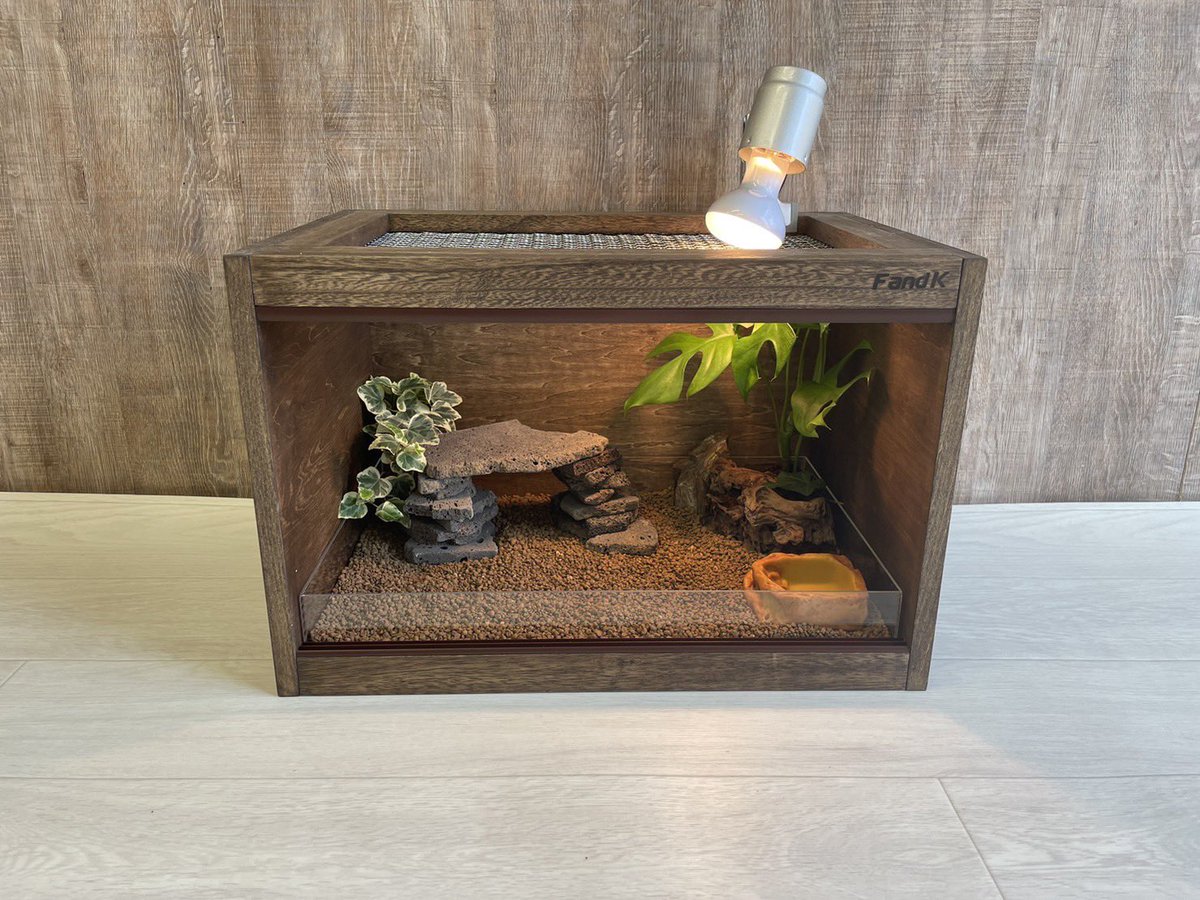 FandK爬虫類木製ケージ pieni 450×300×300 ブラック塗装 【公式通販】