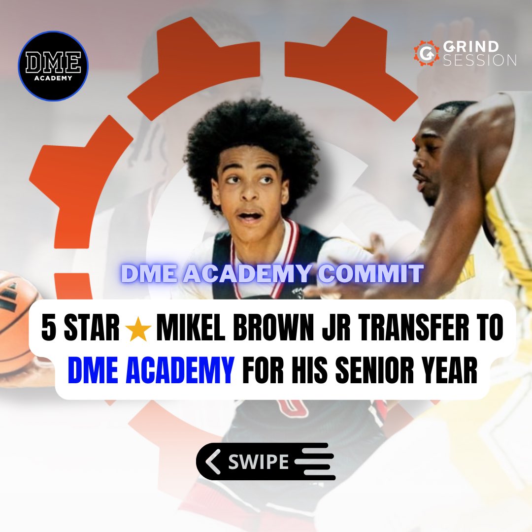 thegrindsession's tweet image. Play Maker, @MikelBrownJr1 commits to DME Academy (@DMESportsAcad - @DMEAcademyMBB) for the 2024-2025 Season 🔥 

Mikel Brown Jr. is one of the top guards in the rising senior class.

He’s been eating all summer with @teamloadednc on the @3SSBCircuit 

Excited for this season📈⚙️