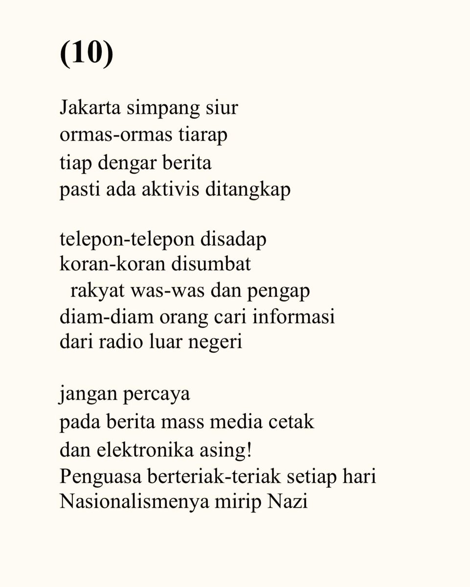 Penangkapan demi penangkapan aktivis, penggerebegan rumah-rumah yang dicurigai. Thukul terus memantau keadaan. Dia pasti dengar kabar aku ditangkap dan diculik BIN disiksa semalaman untuk ditanya: dimana Thukul?