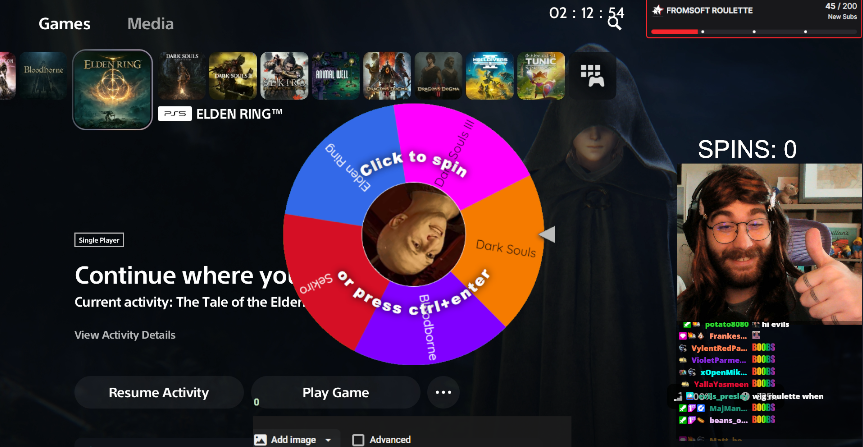 dumptruckdylan's tweet photo. FROMSOFT ROULETTE IS LIVE

5 GAMES. 1 WHEEL. A BAD IDEA 

LIVE IN THE SAME SPOT AS ALWAYS https://t.co/vxi85KUiLG
