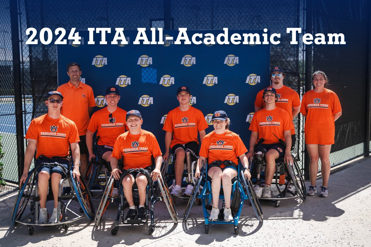 AuburnWCTennis's tweet photo. Your Auburn Tigers are one of the 2024 ITA Wheelchair Tennis All-Academic Teams!

Congratulations to Gabe Puthoff, Jack Pierre, and Evan Heller for their recognition as Scholar Athletes! https://t.co/dPzTL03Ggj