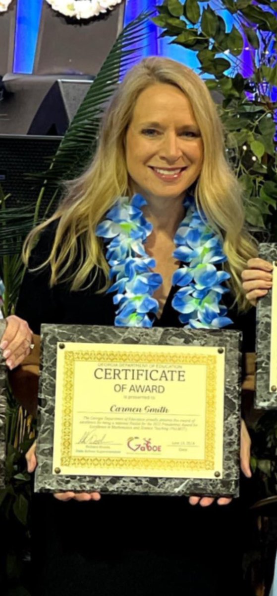 carmhsmith's tweet photo. I am honored to represent GA as one of two finalists for the 2024 PAEMST Award (Presidential Award for Excellence in Math and Science Teaching.).  This is the highest honor for math and science teachers!  #PAEMST https://t.co/IoIfQIgnId