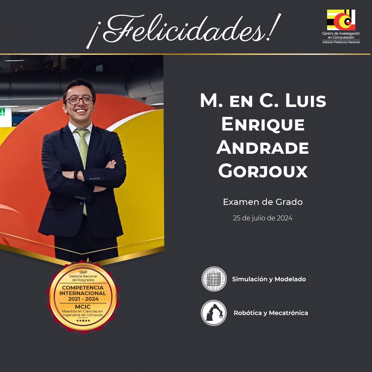 CIC_IPN_OFICIAL's tweet photo. ¡Felicidades Luis Enrique Andrade Gorjoux! por obtener el grado de Maestro en Ciencias de la Computación por el CIC @IPN_MX 👨🏻‍🎓

Tesis: “Estimación del S&amp;P/BMV IPC mediante redes neuronales cuánticas”. 👏🏼 https://t.co/mQCouC6kV5