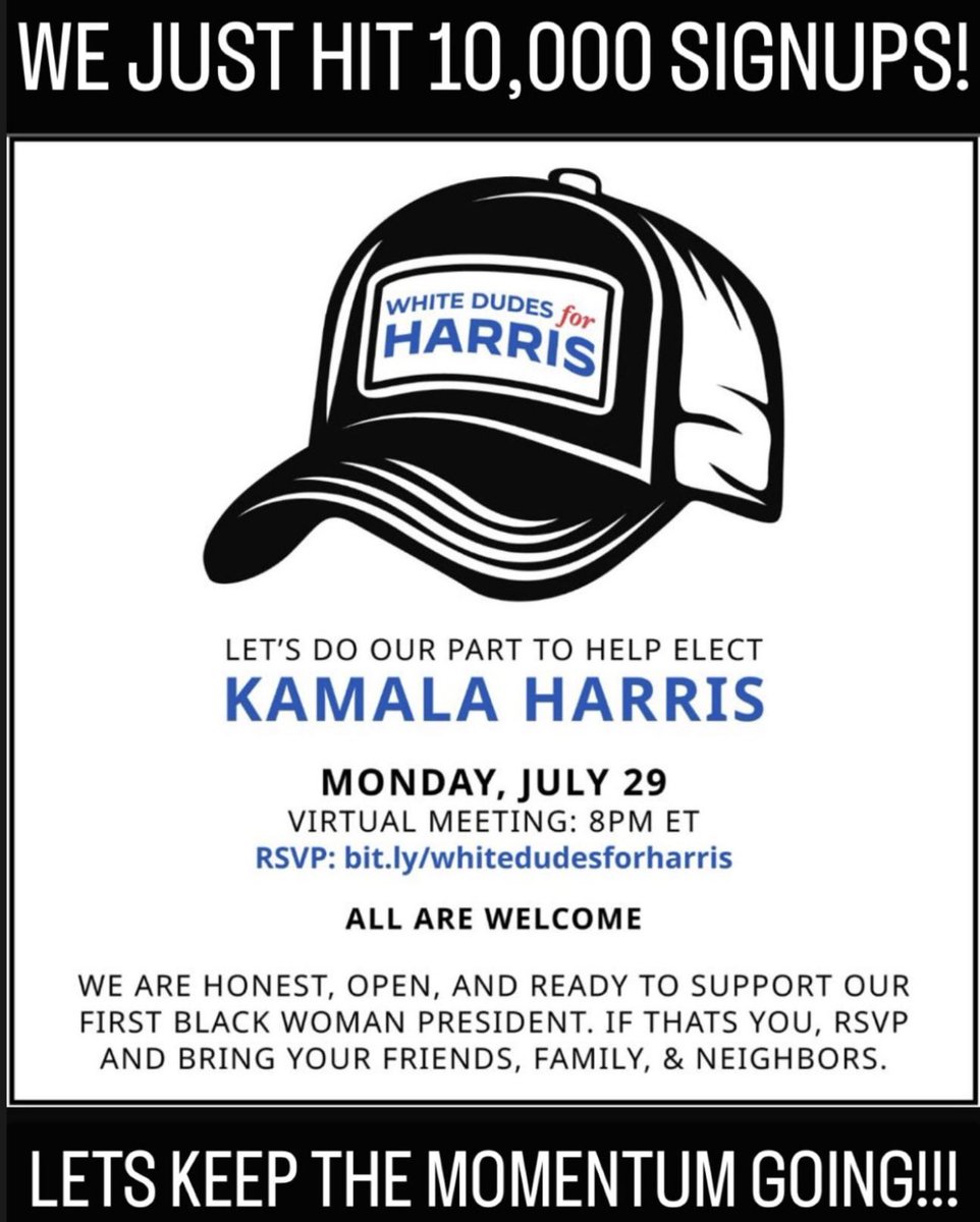 davidhogg111's tweet photo. WE NOW HAVE 10,000 SIGN UPS FOR WHITE DUDES FOR KAMALA

Join us

https://t.co/vmFTndfs1P https://t.co/gbxE7jxl4C