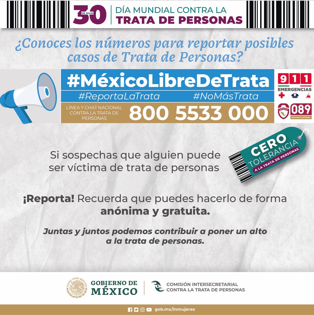 SDEyT_Morelos's tweet photo. Si sospechas que alguien puede ser víctima de trata de personas

¡Reporta! Recuerda que puedes hacerlo de forma anónima y gratuita.

#CeroToleranciaAlaTrata https://t.co/v4hsCl4HZV