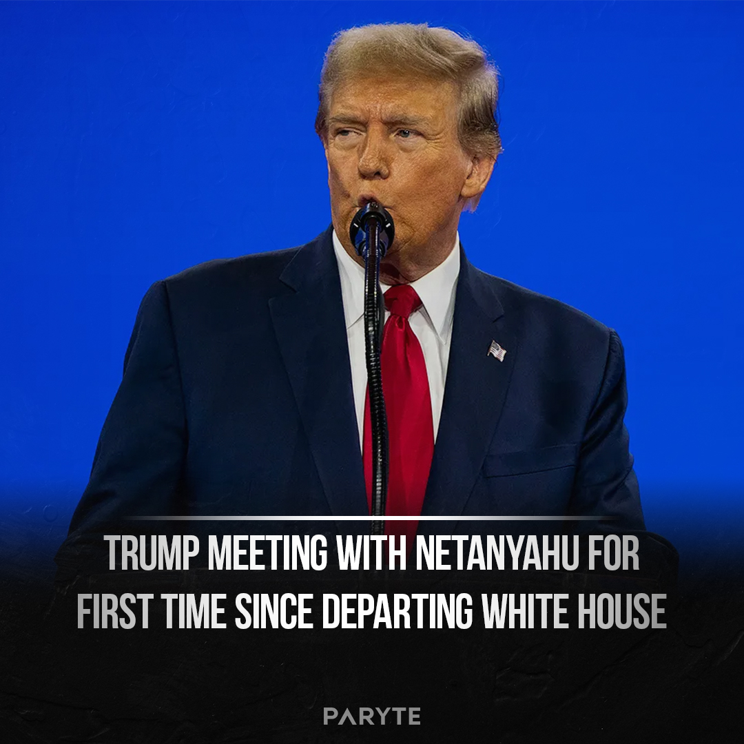Parytecom's tweet image. Trump meeting with Netanyahu for first time since departing White House.