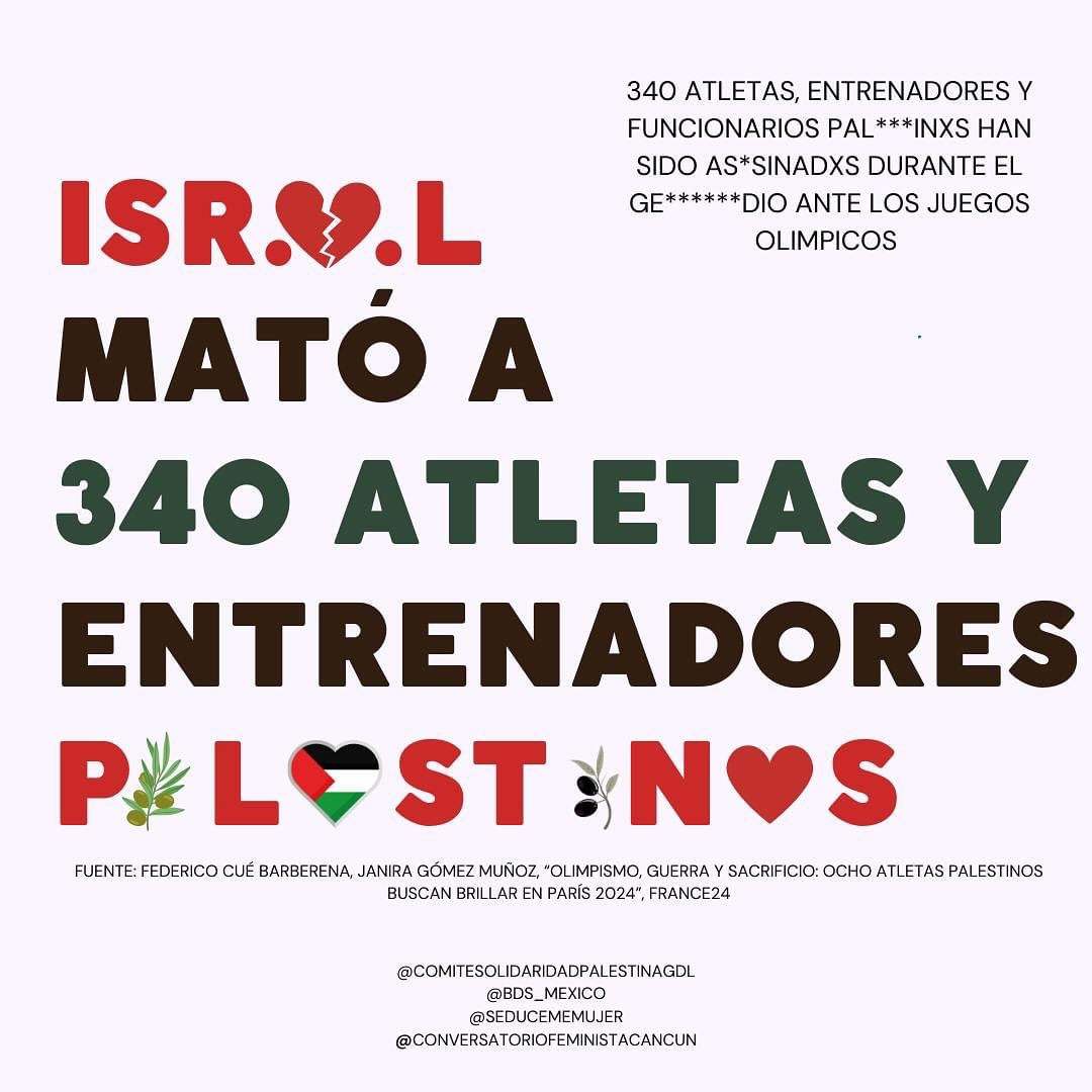 Ahora que está #CeremoniaDeApertura de #Paris2024 no olvidemos que Israel mató a 340 atletas y entrenadores palestinos y aun así va a participar con las manos manchadas de sangre.

#OpeningCeremony 🍉🍉🍉🍉🍉🍉