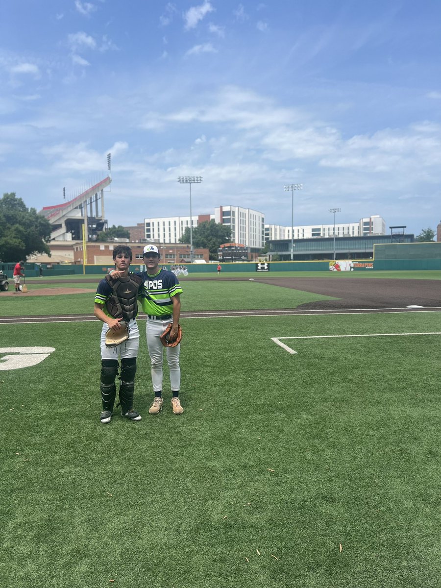 2026 Patrick Ruiz with his Catcher 26’ Jackson Lewis at Univeristy of Maryland after their No- Hitter