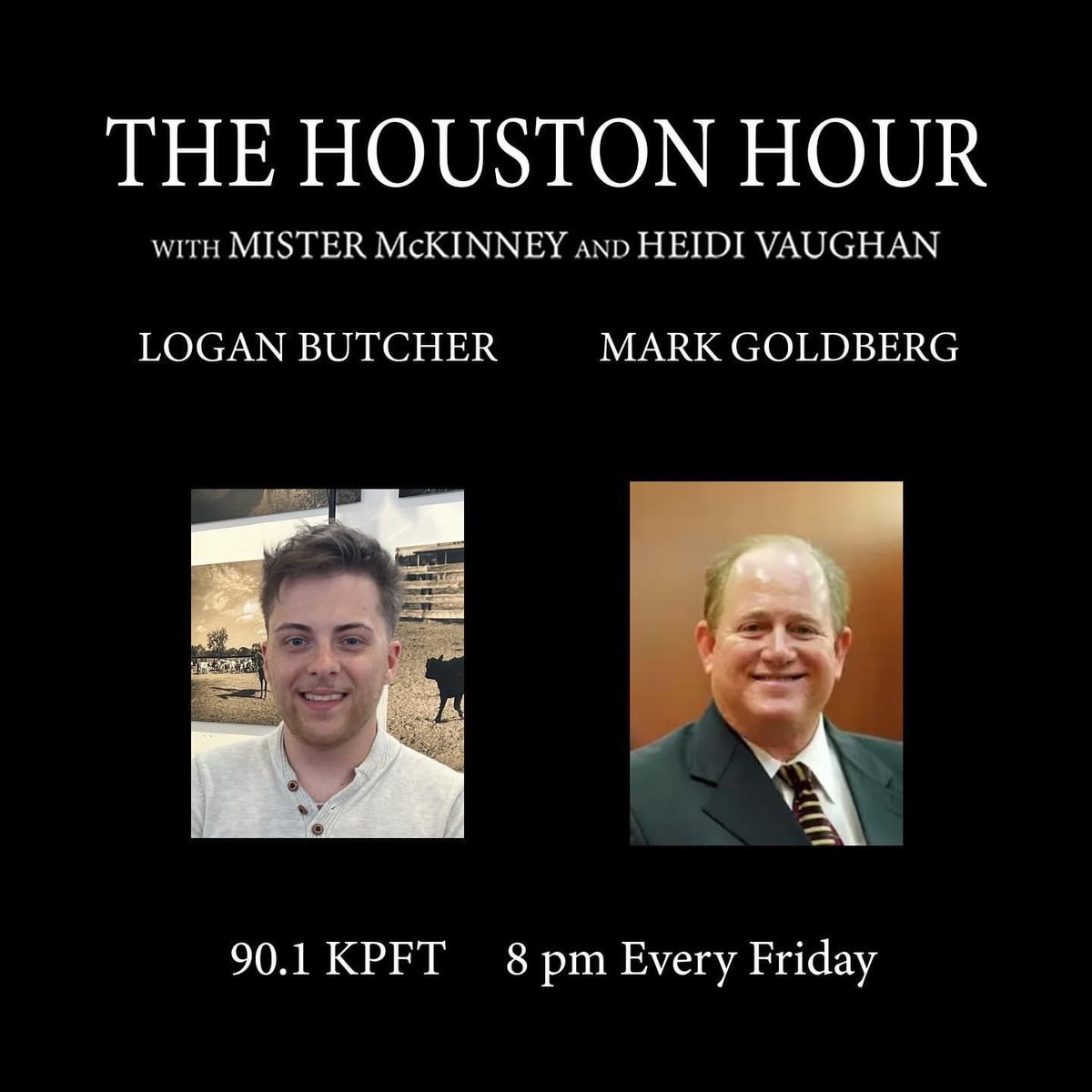 🎭 #ADPlayers’ #LoganButcher &amp; former <a href="/HoustonTX/">City of Houston</a> council member #DistrictC 🗳️ #MarkGoldberg join 📻<a href="/TheHouHour1/">The Houston Hour</a> co-hosts: <a href="/mistermckinney/">Mr. McKinney</a> of <a href="/McKinneysHOU/">Mister McKinney's Historic Houston</a> and <a href="/HeidiArt66/">HeidiVaughanFineArt</a> TONIGHT at 8pm ONLY on 90.1 FM <a href="/KpftHouston/">KPFTHouston</a> 💪
