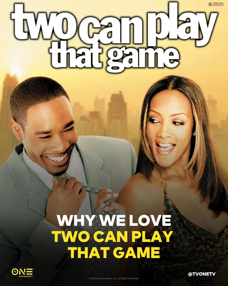 tvonetv's tweet photo. Two Can Play That Game is the ultimate Black romcom! Between the star-studded cast led by @MorrisChestnut and @MsVivicaFox and hilarious dating "rules," it's a classic. Don't miss #TwoCanPlayThatGame and #HalfPastDead in our Morris Movie Mania marathon, Sunday at 10a/9c! https://t.co/FqR8RvTxPs