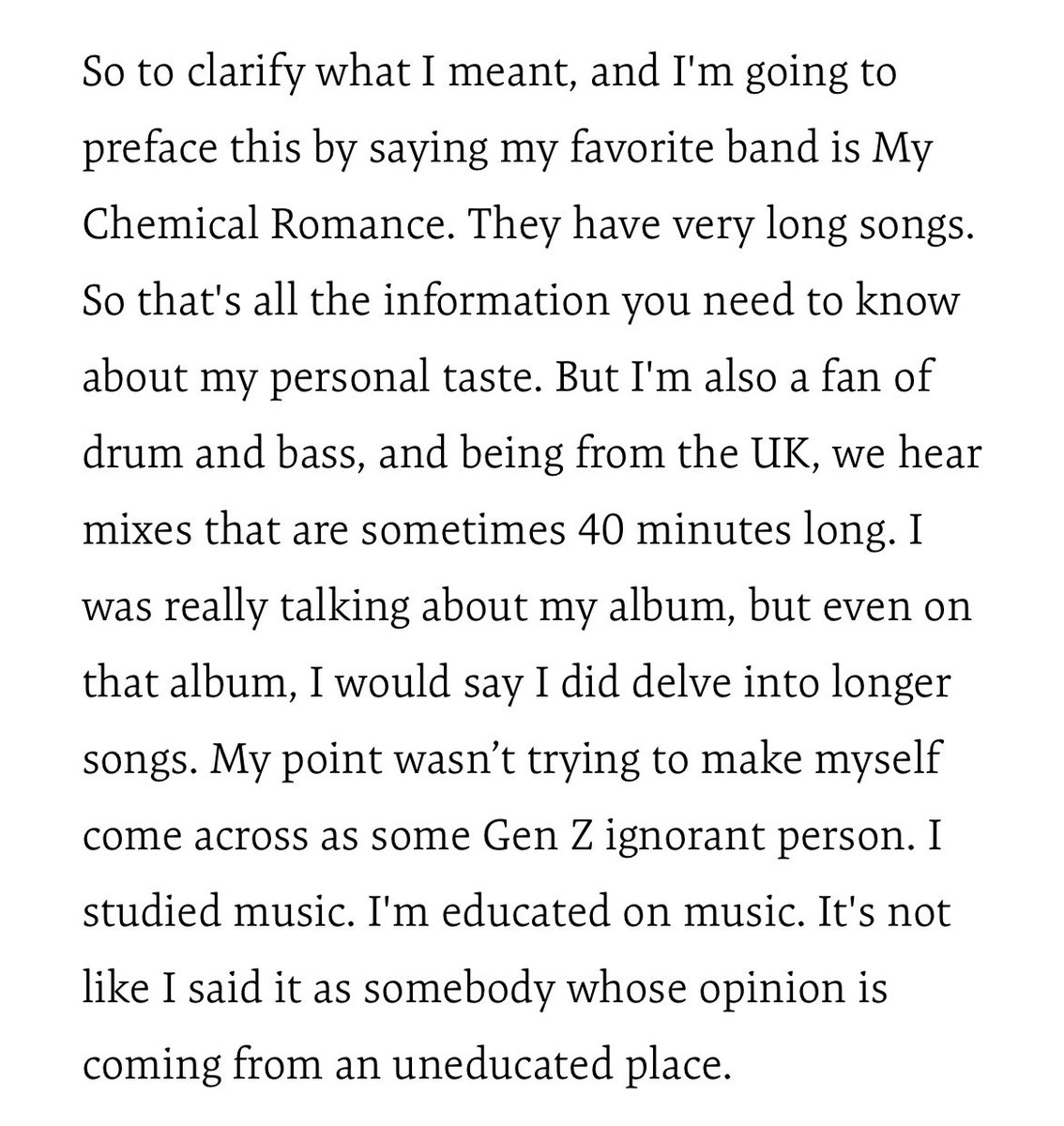 capableofluv's tweet photo. producer of the year pinkpantheress addressing the backlash she received for liking shorter songs.. https://t.co/5nEk4daQMI