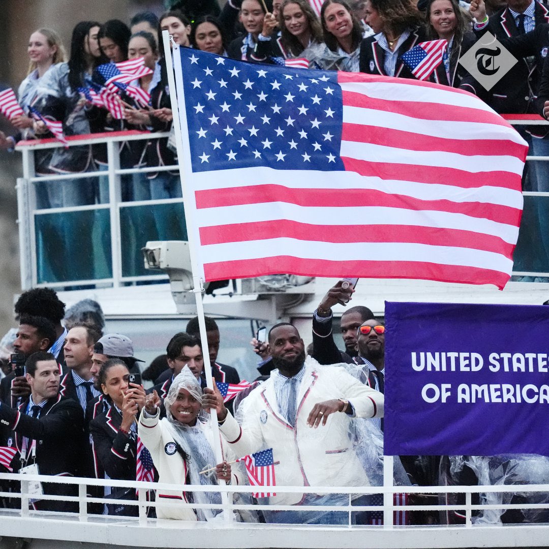 LeBron James Family Foundation (@ljfamfoundation) on Twitter photo The first male basketball player to carry the United States flag in U.S. history. <a href="/KingJames/">LeBron James</a> just a kid from Akron! #TeamUSA #Paris2024 The first male basketball player to carry the United States flag in U.S. history. <a href="/KingJames/">LeBron James</a> just a kid from Akron! #TeamUSA #Paris2024