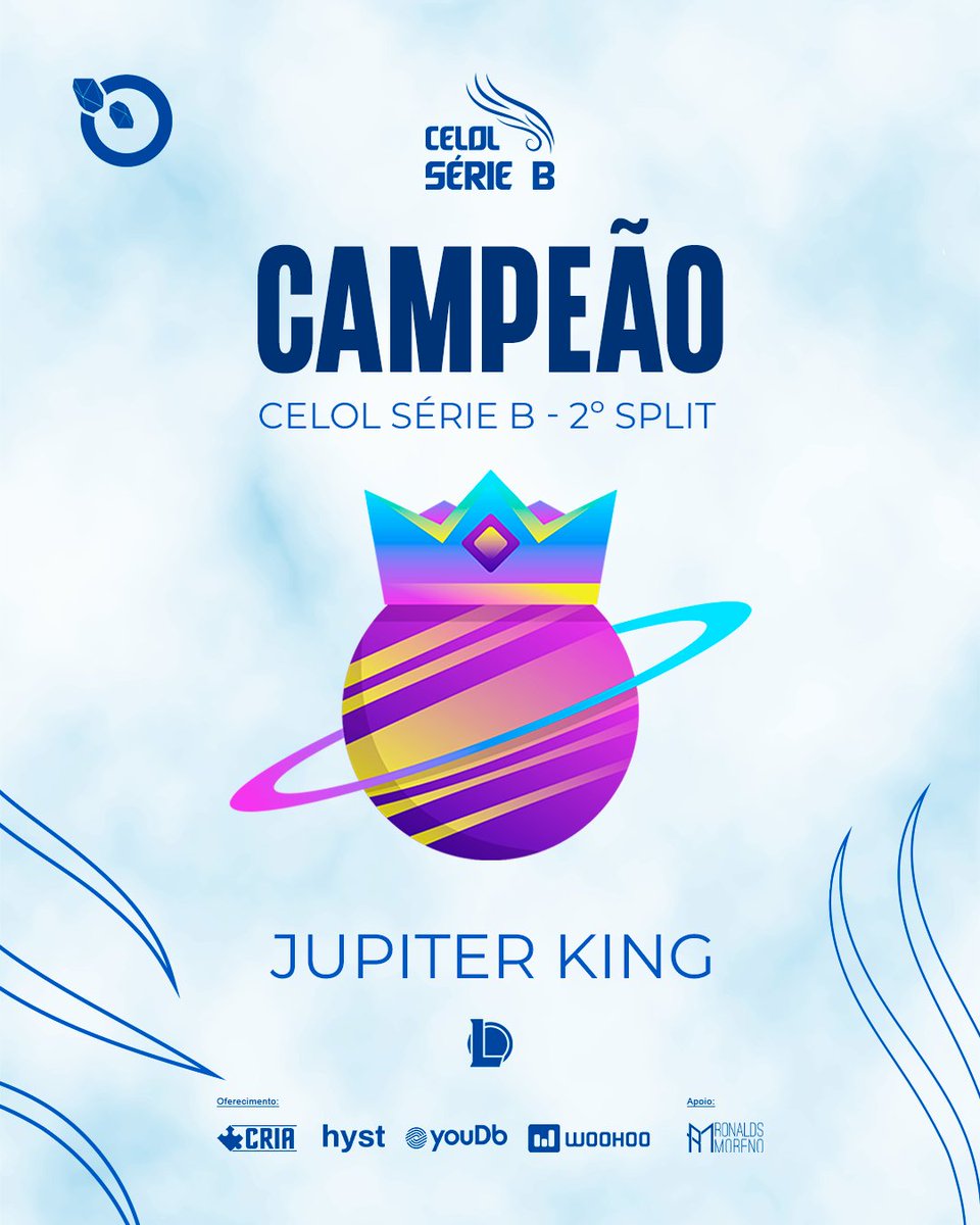 A <a href="/jkg_esport/">Jupiter King E-sports</a> É CAMPEÃ DA SÉRIE B!

Em uma final CLEAN 3 x 0 a <a href="/jkg_esport/">Jupiter King E-sports</a> entra na HISTÓRIA DA LIGA GG, LEVANTANDO O TROFÉU pela PRIMEIRA VEZ!

Parabéns a toda STAFF e todos os jogadores!

Line up JKG: <a href="/KraTos1Lol/">Dmitry Barboza</a> <a href="/nappyzin/">Nappy</a> <a href="/ppiisscceess/">双鱼座</a> 
<a href="/Houdin4/">Houdin</a> @kogudolol1 Coach #Chloe