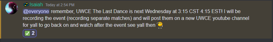 UWCERW's tweet photo. UWCE: The Last Dance next Wednesday 🫡 #EndingOffWithABang https://t.co/mgwWQq9NWu
