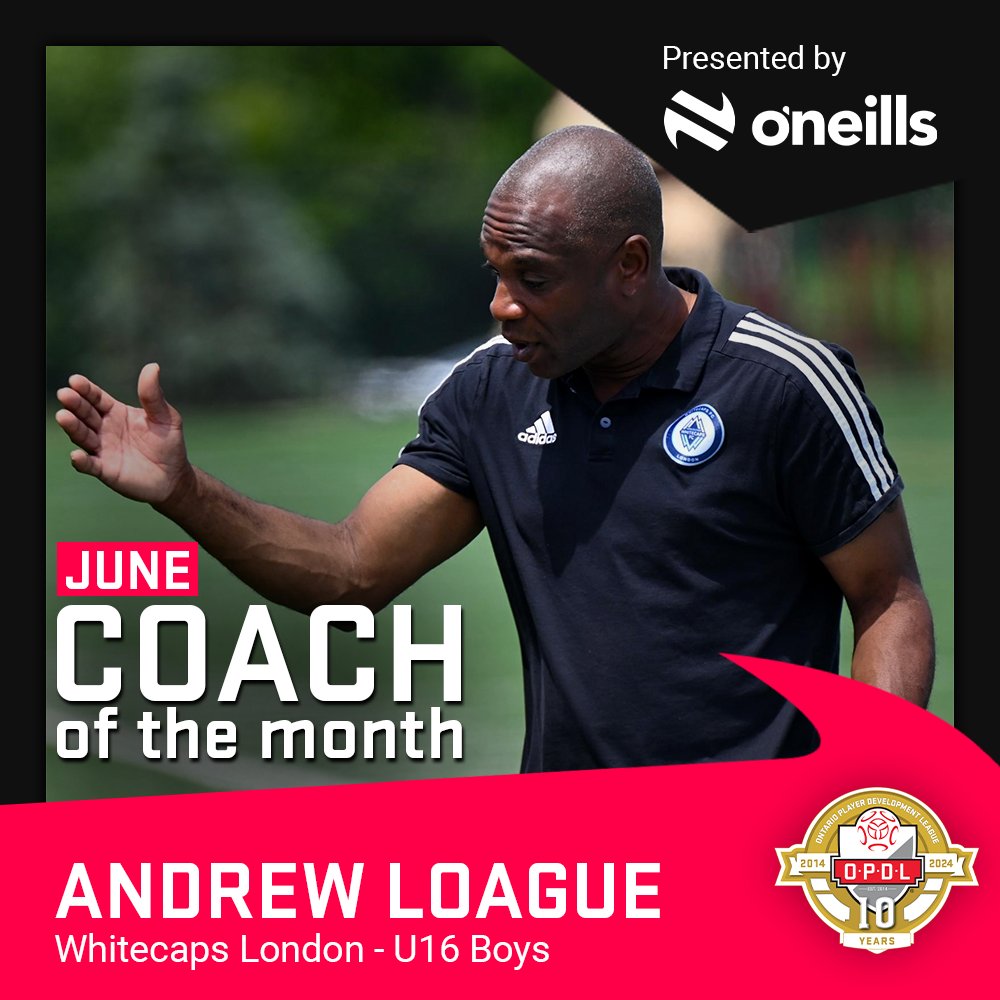 OntarioIsSoccer's tweet image. Huge props to Coach Andrew Loague from @WhitecapsLondon, the @ONeills1918 Coach Of the Month for June! 👊🎉 His team dominated last month, scoring 19 times and only allowing two goals from the opposition.  

#Gatorade #OTM #OPDL10 #OPDL #PlayInspireUnite