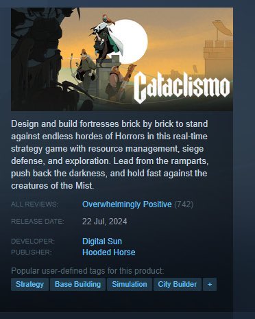 GUYS.

WE MADE IT! 

Cataclismo has "Overwhelmingly Positive" reviews after only four days in Early Access! 🤯🏰