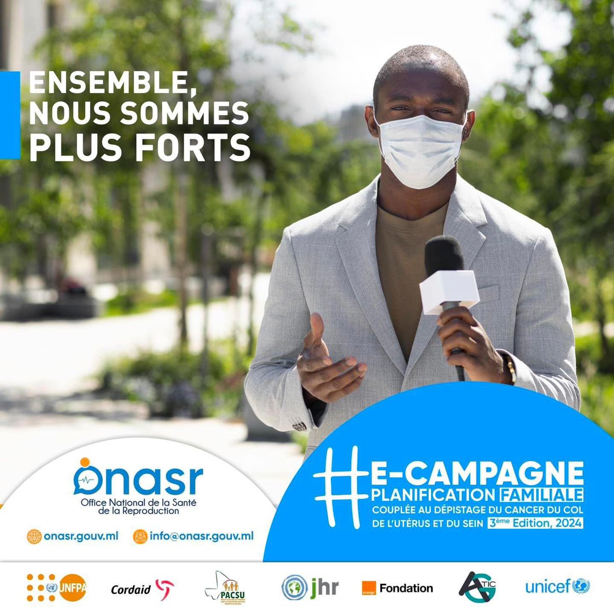 Chers hommes de médias, votre rôle est crucial dans la promotion de la santé maternelle et de la planification familiale! 📢

Chaque jour, des femmes meurent de complications liées à la grossesse et à l'accouchement.

#ECAMPAGNE2024
#ONASR
#acoj