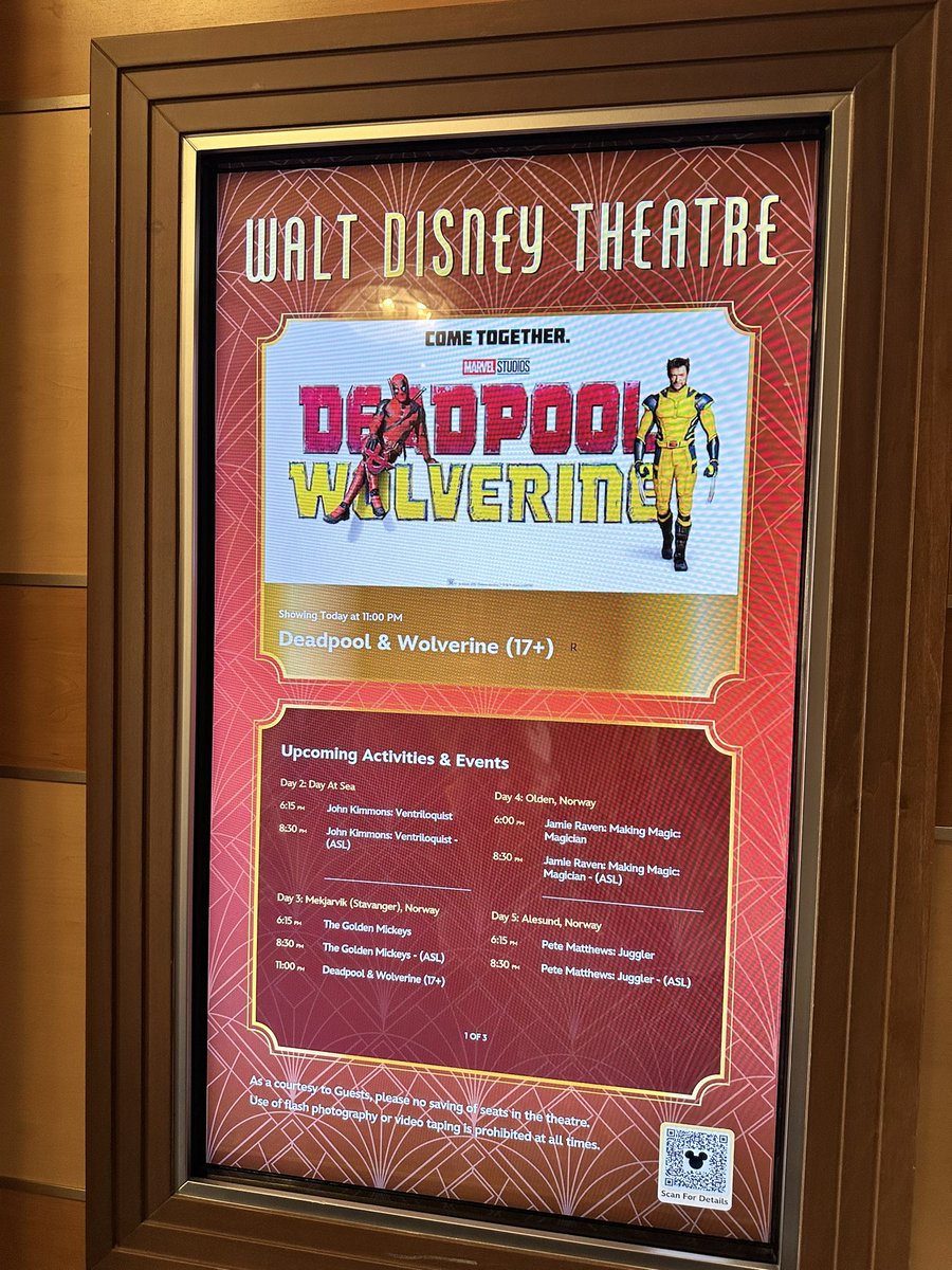 ShieldsTravelAd's tweet photo. Deadpool premieres tonight on the Disney Dream.  They will be checking IDs to make sure everyone is 17 and up. https://t.co/rdF9KhCRJY