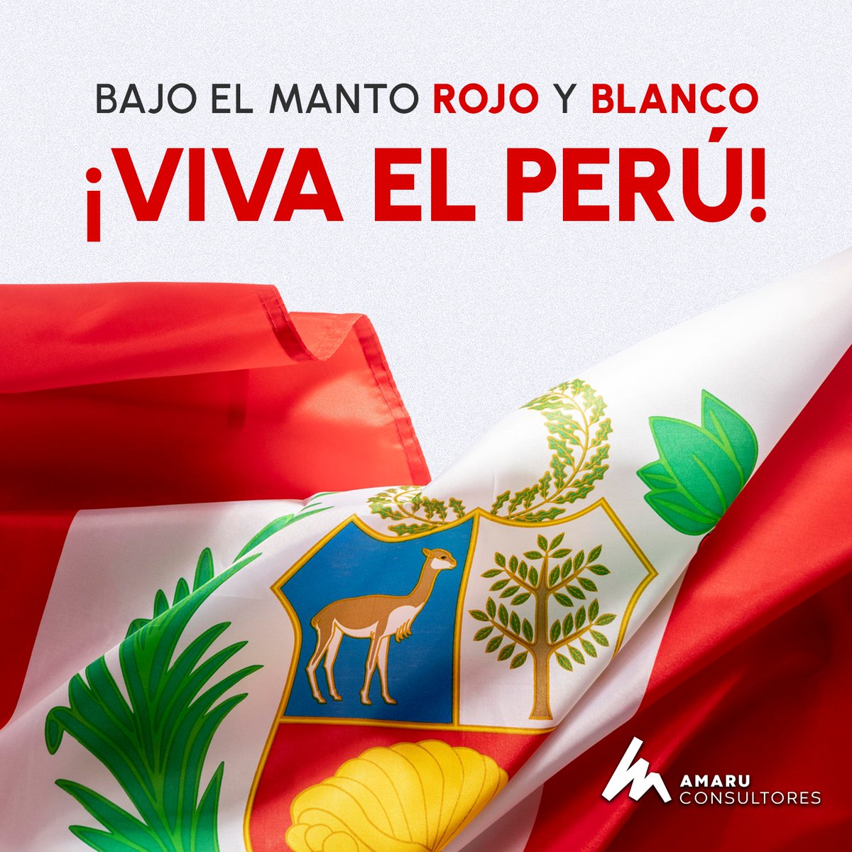 AmaruCons's tweet photo. En cada rincón de nuestra nación, celebremos con orgullo nuestra historia, tradición, independencia y brindemos por el futuro de nuestro país. Este #28Julio todos juntos vestiremos el #Rojo y #Blanco que nos inspira y une. ¡Viva el Perú! https://t.co/W45VfLZlUA