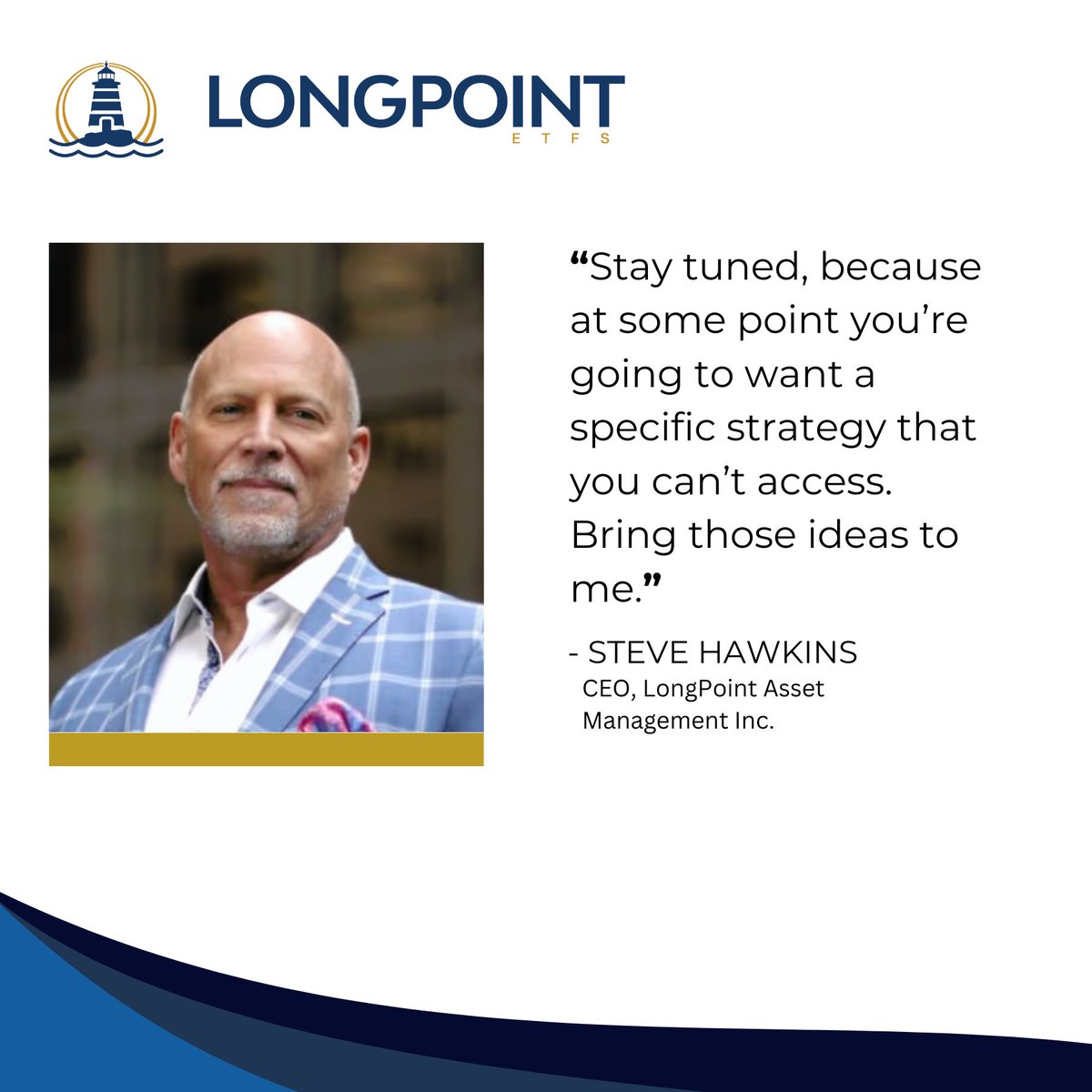 Steve Hawkins, former CEO of Horizons ETFs, is returning to launch LongPoint Asset Management Inc. 🚀 

LongPoint will partner with asset managers and international firms entering the Canadian market. 

Read more about Steve's vision here: bit.ly/3YfOJ3r

#ETFs #Finance