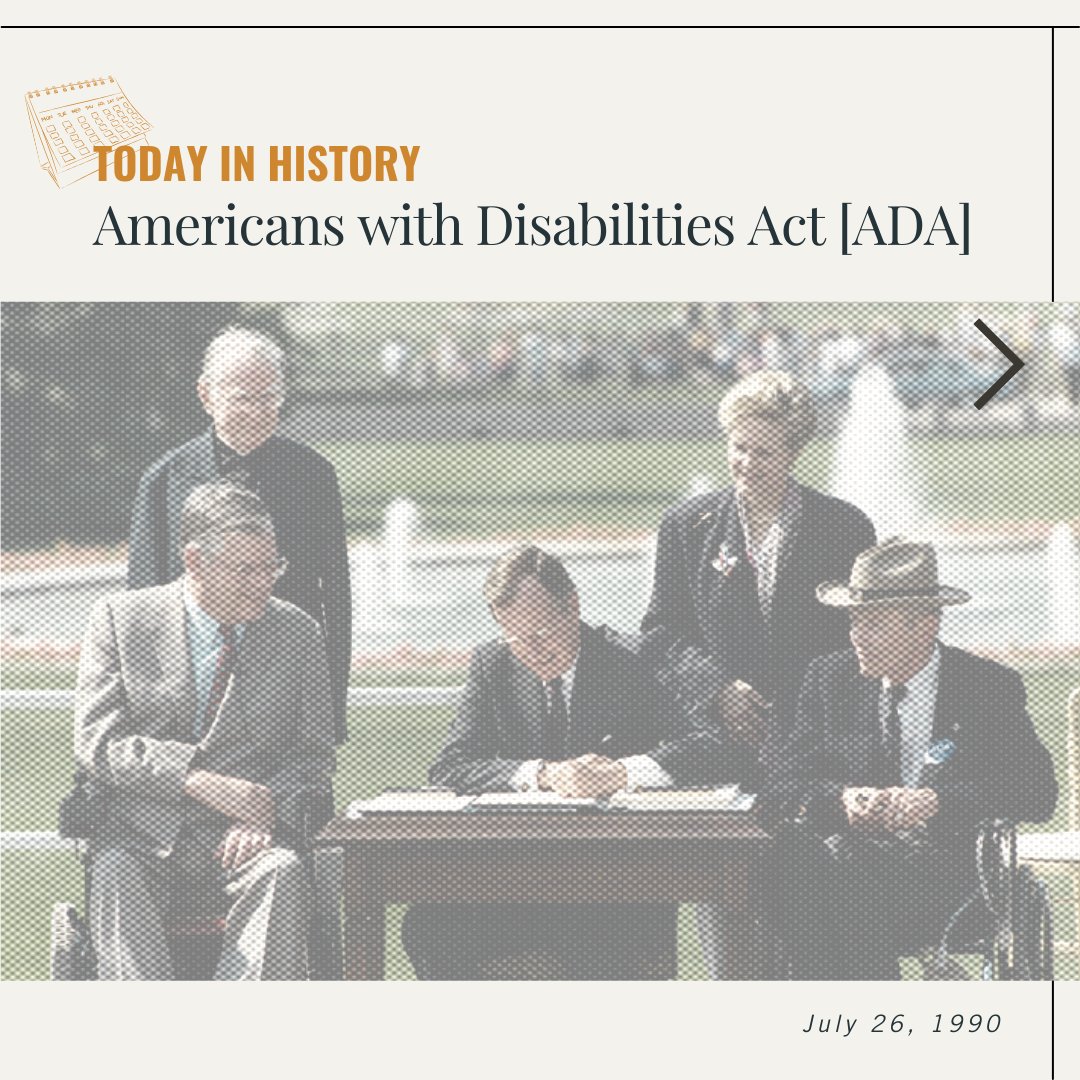 breukelenstrat's tweet photo. #TodayInHistory The Americans with Disabilities Act [#ADA] was signed into law 34 years ago in 1990!

Let's honor the legacy of the ADA by continuing to advocate for equal access &amp; inclusion, ensuring that everyone has the opportunity to thrive. ♿

#ADA34 #ThanksToTheADA https://t.co/De2rbzdkGf
