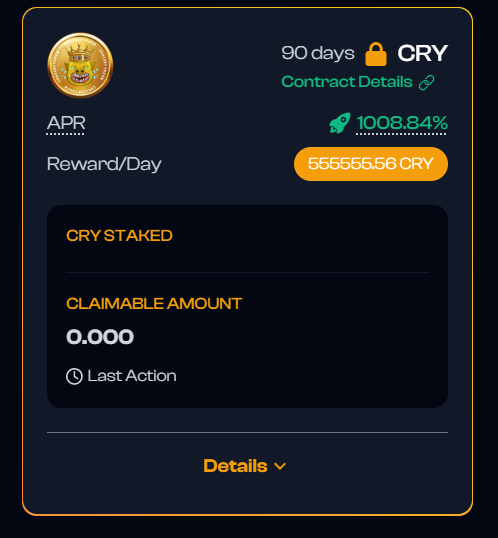 🚀 Exciting news! Our first $CRY staking pool is live on Originz! Stake $CRY, earn $CRY! 🔒 90-day locked pool with 50M $CRY and a max of 2B. Act fast before it fills up! ⏳ Happy staking! 🌟 #Crypto #Staking #CRY #Originz

👉 Interested in staking your own token? DM us for info!