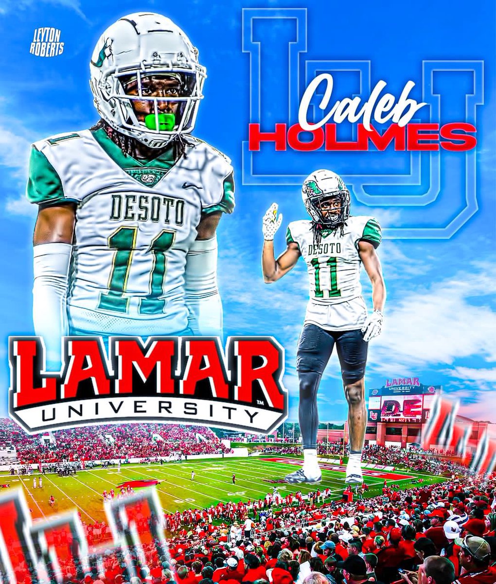 Caleb Holmes (@calebholmes21) on Twitter photo Committed! 🏡 #blessed #boomtown
<a href="/CoachDrewChrist/">Drew Christ</a> <a href="/CoachDaleen/">Daryl Daleen</a> <a href="/LamarFootball/">Lamar University Football</a> <a href="/CoachSweeny/">Coach Sweeny</a> <a href="/FootballDesoto/">DeSoto Football</a> <a href="/iCoachTheHAWGS/">Coach WILLIAMS</a> <a href="/samspiegs/">Sam Spiegelman</a> <a href="/TFloss32/">Todd Glawson</a> Committed! 🏡 #blessed #boomtown
<a href="/CoachDrewChrist/">Drew Christ</a> <a href="/CoachDaleen/">Daryl Daleen</a> <a href="/LamarFootball/">Lamar University Football</a> <a href="/CoachSweeny/">Coach Sweeny</a> <a href="/FootballDesoto/">DeSoto Football</a> <a href="/iCoachTheHAWGS/">Coach WILLIAMS</a> <a href="/samspiegs/">Sam Spiegelman</a> <a href="/TFloss32/">Todd Glawson</a>