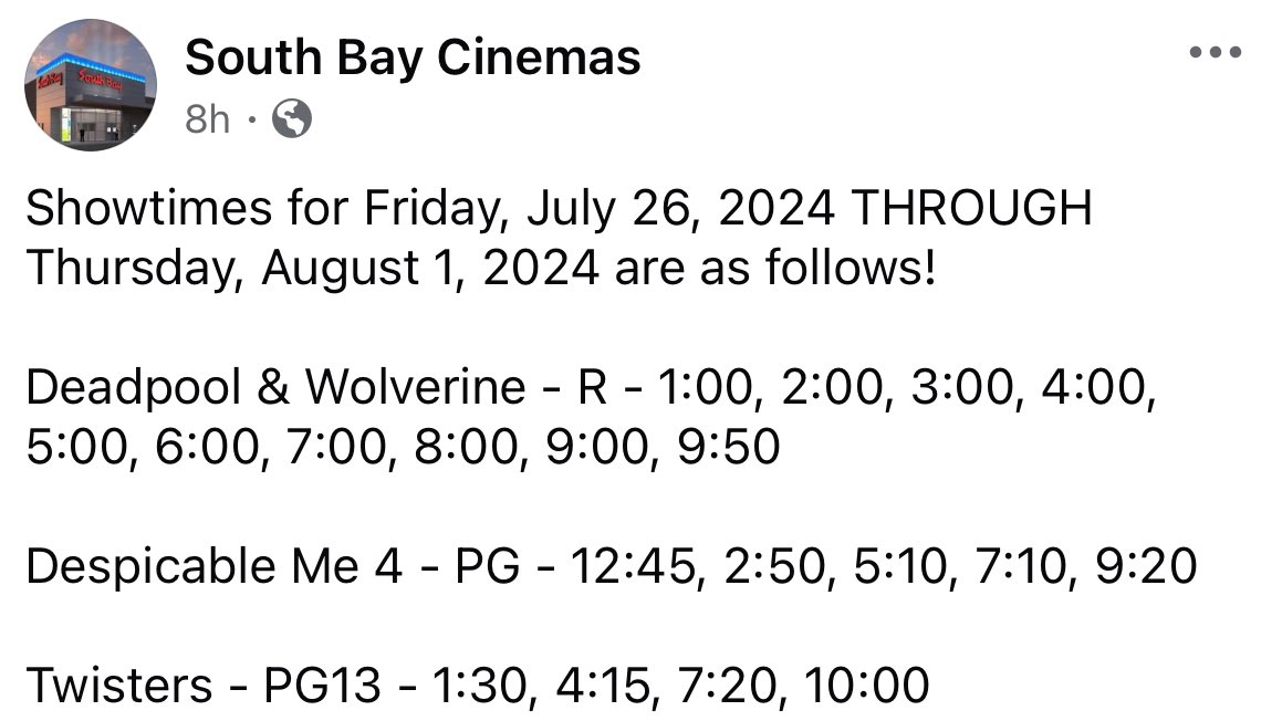 BabylonTown's tweet photo. A little late on the news here but it seems that hell has frozen over! South Bay Cinemas is back! https://t.co/TUaL276CZW