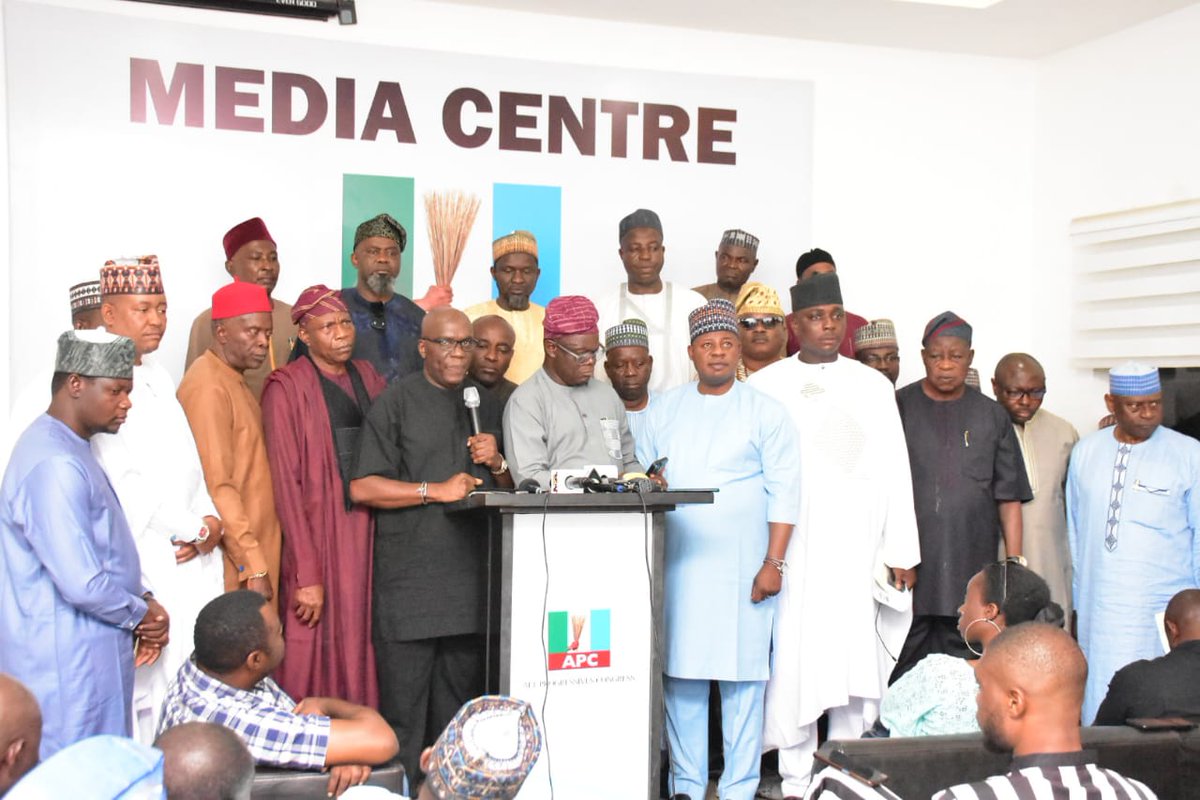 OfficialAPCNg's tweet photo. The National Working Committee met with State Chairmen at the Party's National Secretariat over the planned protests. The meeting, among others, resolved that there was no immediate justifiable basis for the protest as the government was already tackling all legitimate grievances https://t.co/X8TumkXFAL
