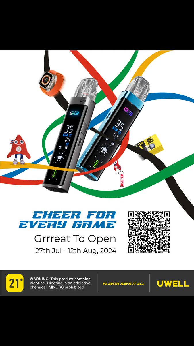 Celebrate the Paris 2024 big game with us! Win your PRO game and Apple watch, not to mention our wonderful G3 PRO! Grrreat to see all, it's G3 PRO!
#UWELL #CALIBURNG3PRO #JOINYOURPROGAME
<a href="/Uwelltech/">Uwelltech</a>