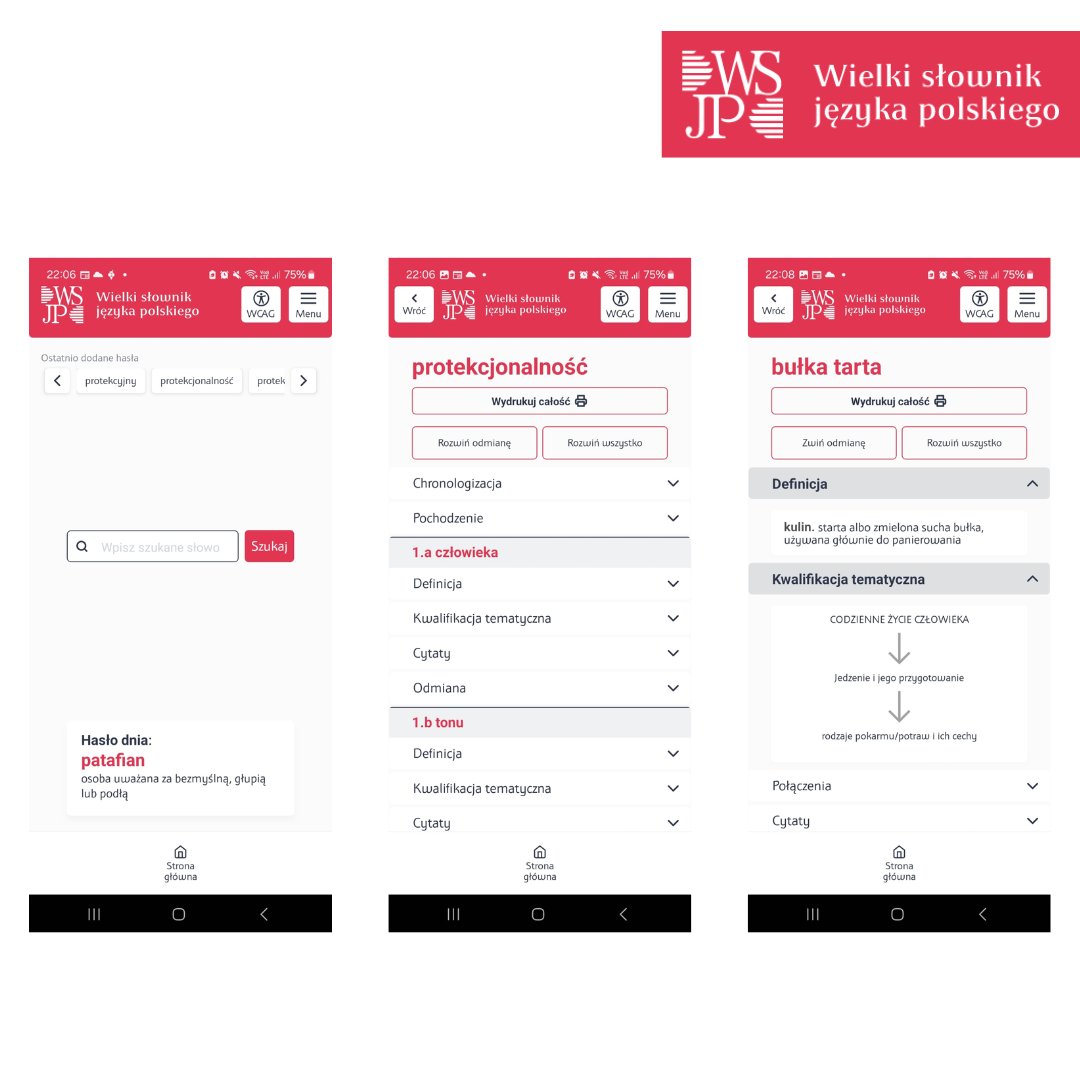 WSJP_PAN's tweet photo. Aplikacja mobilna Wielki słownik języka polskiego PAN  jest już dostępna. Można ją pobrać bezpłatnie ze sklepów internetowych Google Play (wersja dla systemu Android) i AppStore (dla systemu iOS). Zadanie zostało sfinansowane z programu "Nauka dla Społeczeństwa".
#WSJP #PAN https://t.co/sRqNfxJXJg