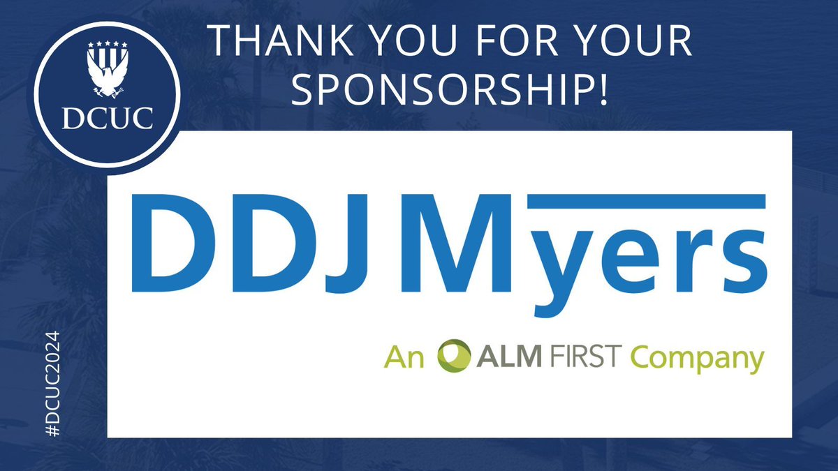 DCUC's Annual Conference is made possible by incredible organizations like the <a href="/DDJMyers/">DDJ Myers, an ALM First Company</a>. Your generous sponsorship is greatly appreciated! Join us at #DCUC2024. DCUCAnnual.org
