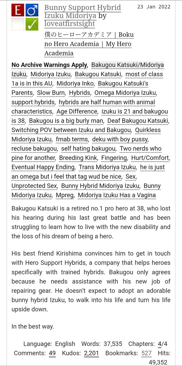 JayBird182021's tweet photo. The Hybrid and The Human: Part 1
#bkdk #omegaverse #dekussy #bunku #proheroau #humankatsuki
Inspired by @dekuwus and 'Bunny Support Hybrid Izuku Midoriya' by loveatfirstsight.
https://t.co/N2xf25C1p3 https://t.co/8mhlEFPjJB