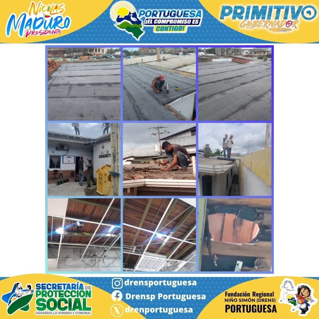 CEIB Guanarito. Ya culminaron los trabajos para recuperar el techo y eliminar filtraciones.

Gracias al apoyo del gobernador Primitivo Cedeño y del presidente Nicolás Maduro a través de FEDE, se logró  el aporte y colocación de 25 rollos de manto asfáltico y 5 cuñetes de Primer.