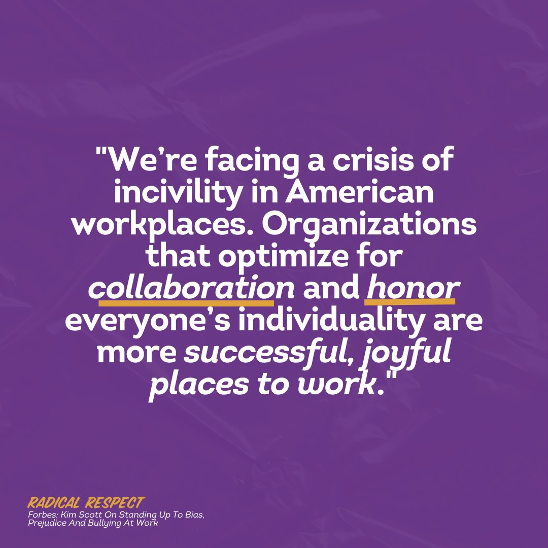 kimballscott's tweet photo. Hey everyone, my Forbes interview with Melody Wilding is now live! We talked about my book "Radical Respect" and fostering a respectful and inclusive environment. Check it out here: https://t.co/LA1zwbV6uO
#RadicalRespect #WorkplaceCulture #Bias #InclusiveWorkplace #Leadership https://t.co/nQWAHnLkTo