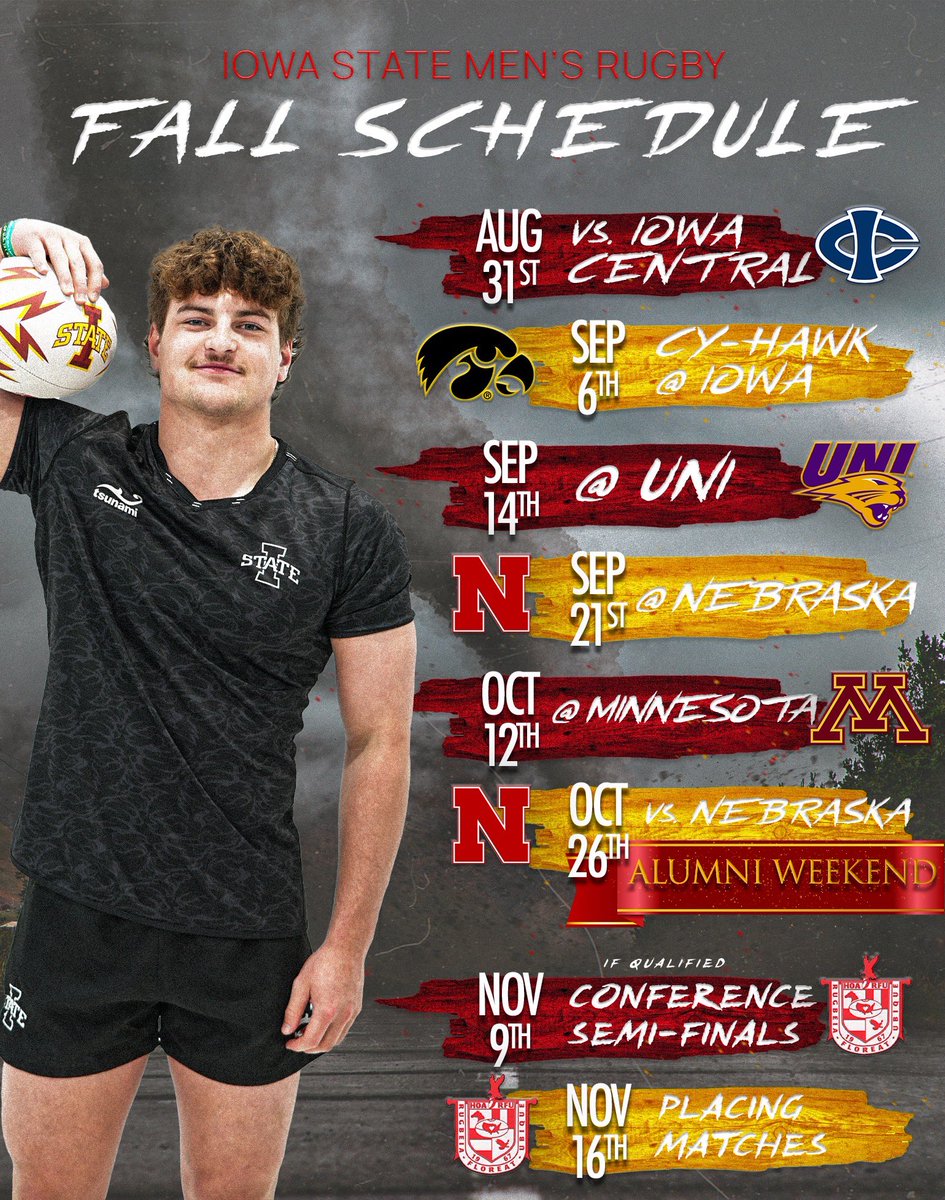 🚨 Schedule Drop🚨

Mark your calendars for year 56 of Rugby at Iowa State!