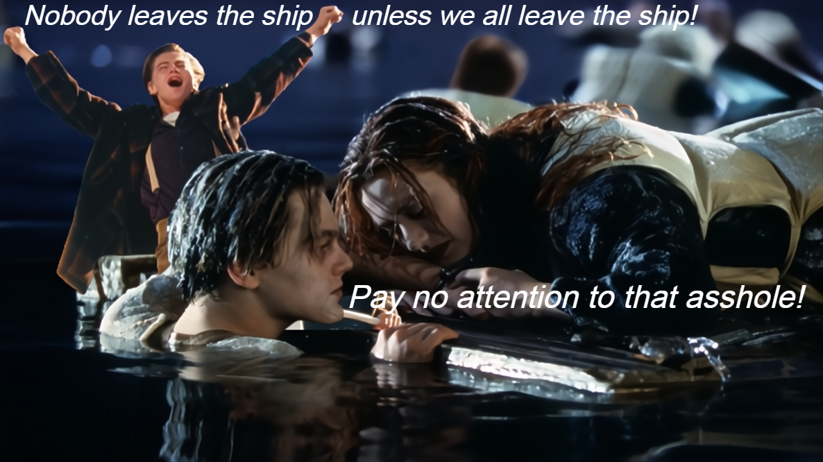 Holm3sJam's tweet image. If you too are #youngandidealistic and believe in social and economic #oneforallandallforone and #wellallgodowntogether bullshit, you&apos;re going down quicker than #JackDawson on #Titanic and you&apos;ll deserve to.