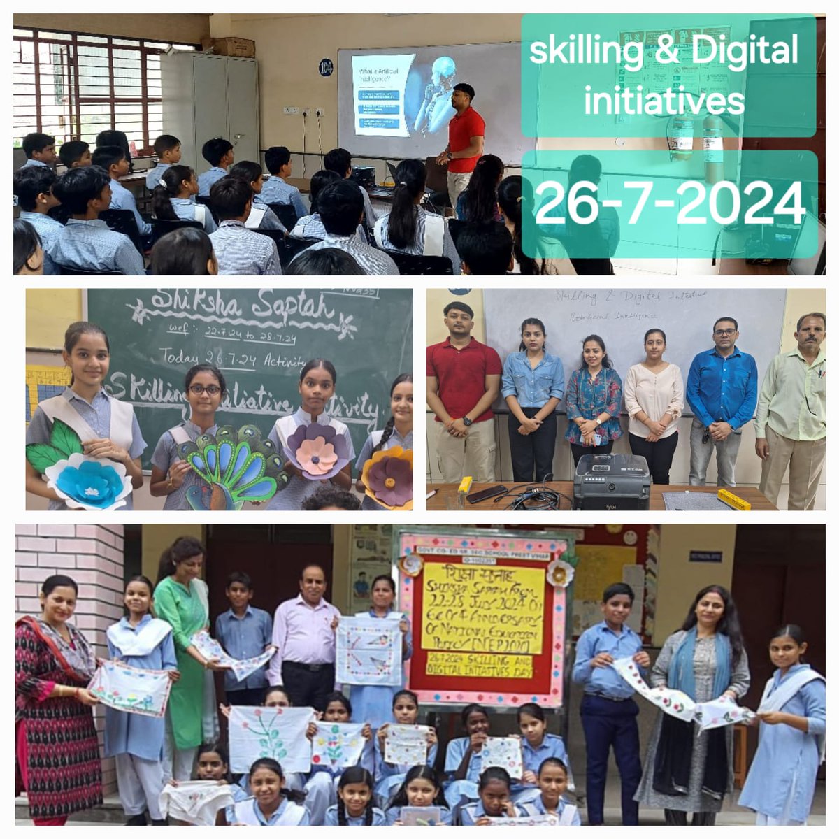 gcssspv's tweet photo. SHIKSHA SAPTAH, DAY 5, 26-7-2024 Skilling &amp; Digital initiatives Activities
 like artificial intelligence, ART &amp; craft, embroidery, beauty wellness &amp; ,painting were 
conducted to enhance skill based learning among students in @gcssspv
@Dir_Education https://t.co/X9O09W2MkN