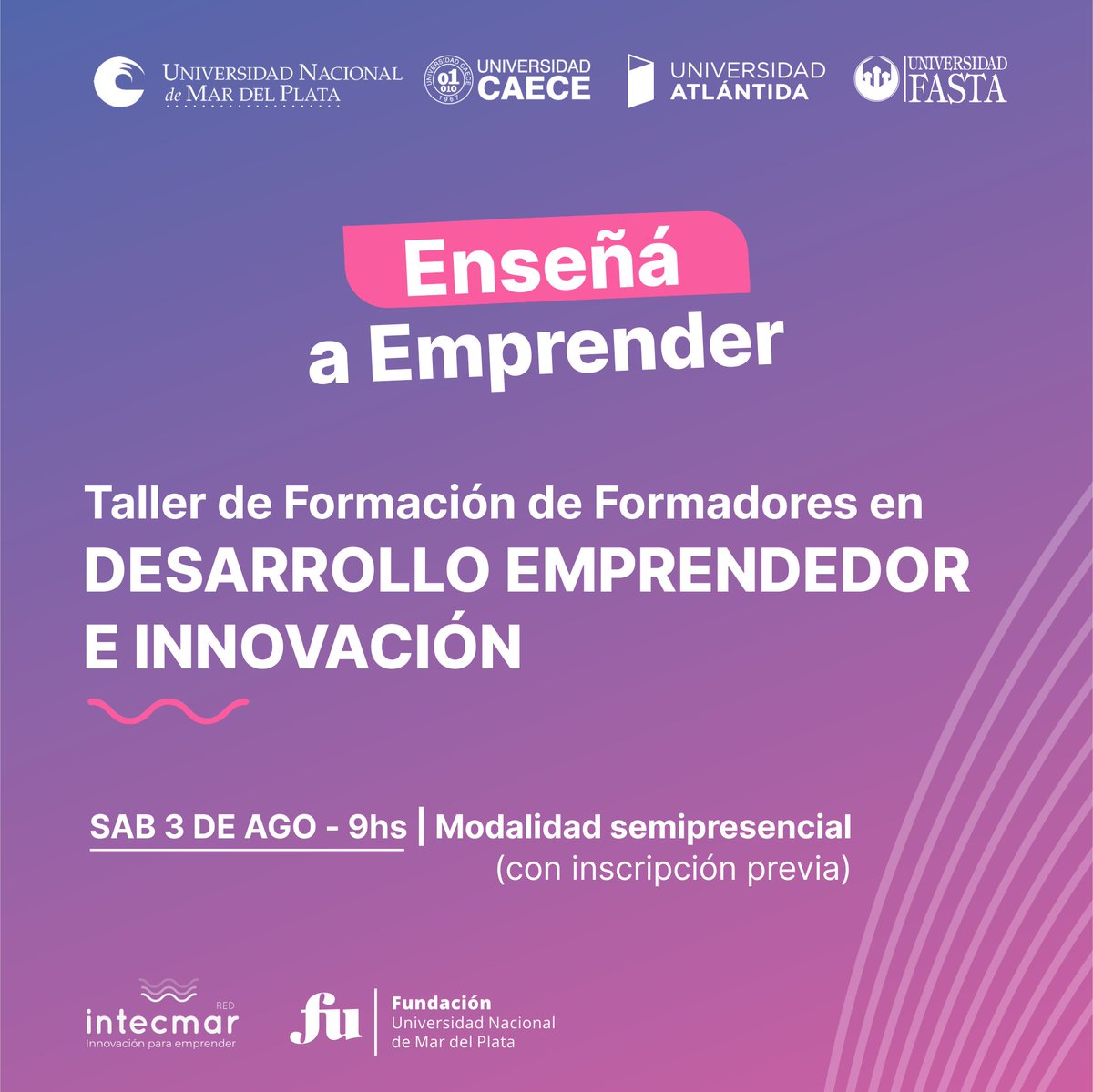 redintecmar's tweet photo. 👩🏽‍🏫 Inscribite al 𝘛𝘢𝘭𝘭𝘦𝘳 𝘥𝘦 𝘍𝘰𝘳𝘮𝘢𝘤𝘪ó𝘯 𝘱𝘢𝘳𝘢 𝘍𝘰𝘳𝘮𝘢𝘥𝘰𝘳𝘦𝘴 𝗘𝗡𝗦𝗘ÑÁ 𝗔 𝗘𝗠𝗣𝗥𝗘𝗡𝗗𝗘𝗥  

📷Info e inscripción en https://t.co/dAi7PtpTdx

@IncubaUNMDP
@unmdp
@UFASTA
@ucaecemdp
@Uatlantida https://t.co/mXGmgAMIUL