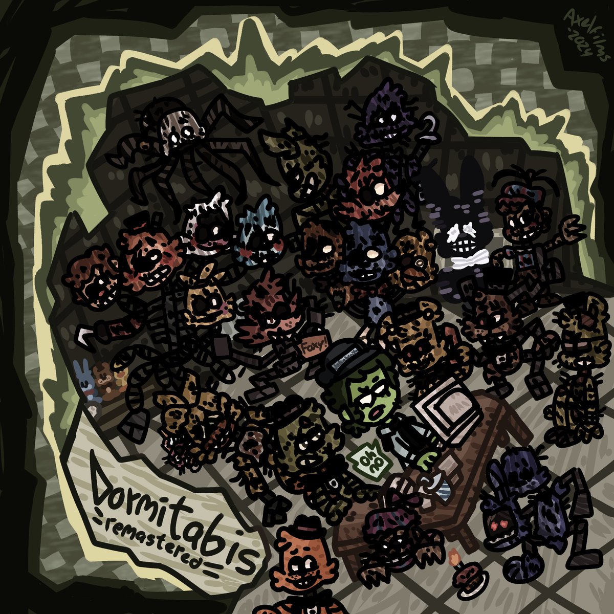 axelfilms22's tweet photo. the remastered is better 8)

#dormitabisremastered #fnaffangame
#cakebear #goldencall #freddyfazbear
#chica #foxy #balloonboy #puppet
#dormitabis #johnwrite #garveywrite #fnaffanart #fnaf3 https://t.co/2qfUGHLb9n
