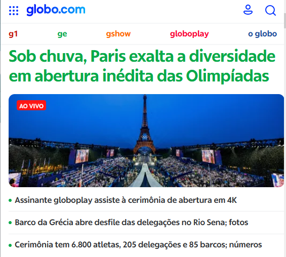 "Spectaculaire", "fastueuse", "inédite", "comme aucune autre"...

Les médias du monde entier, les yeux rivés sur Paris, sont emballés par la cérémonie d'ouverture. #JOParis2024